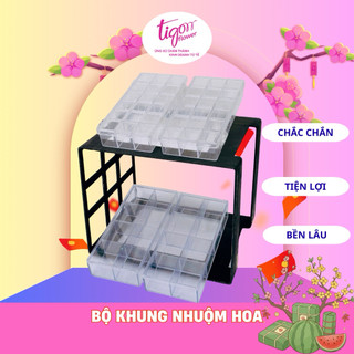 [BOKHUNGNH] - Bộ khung nhuộm hoa tươi dùng để đỡ cành hoa khi nhuộm (gồm 1 khung, 2 khay 8 ngăn)