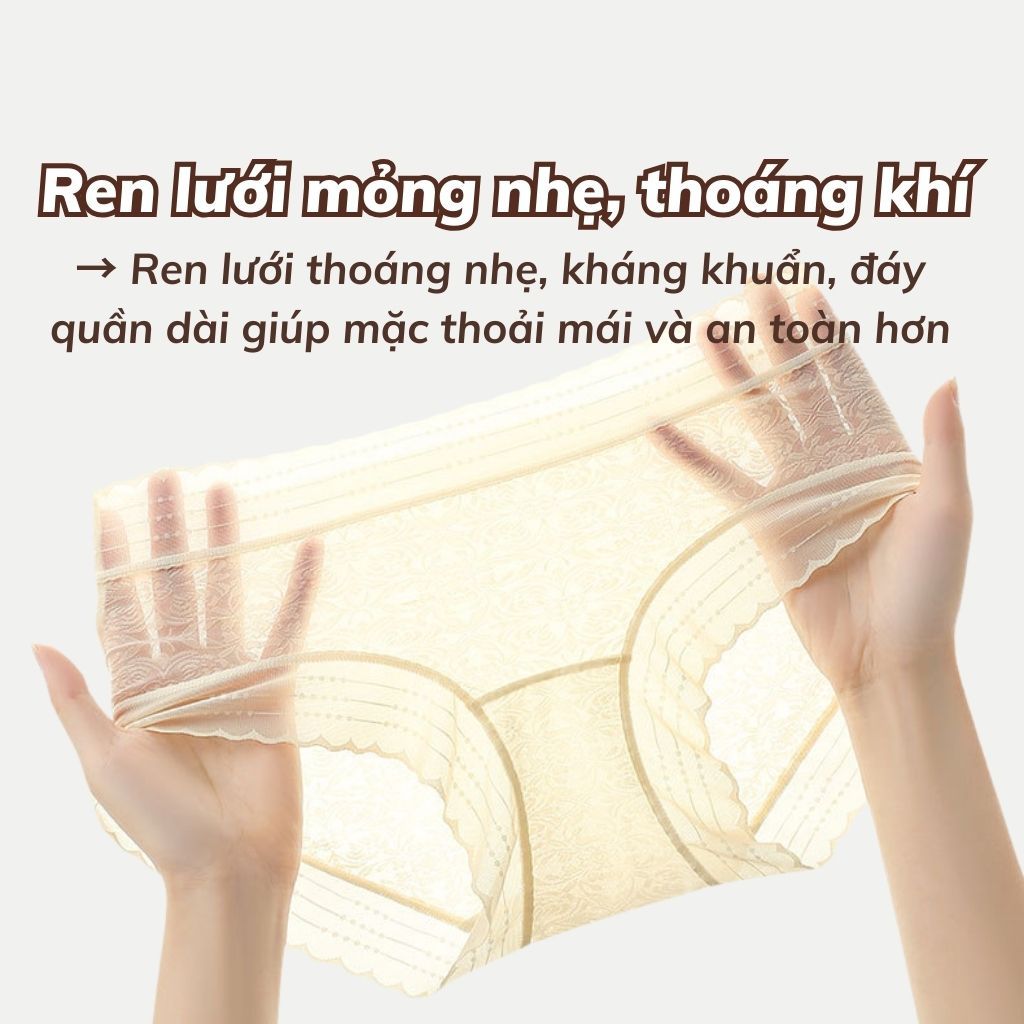 Quần lót su viền lụa nữ sang trọng gợi cảm đáy lót cotton kháng khuẩn cạp vừa tôn dáng LANIXA L5620