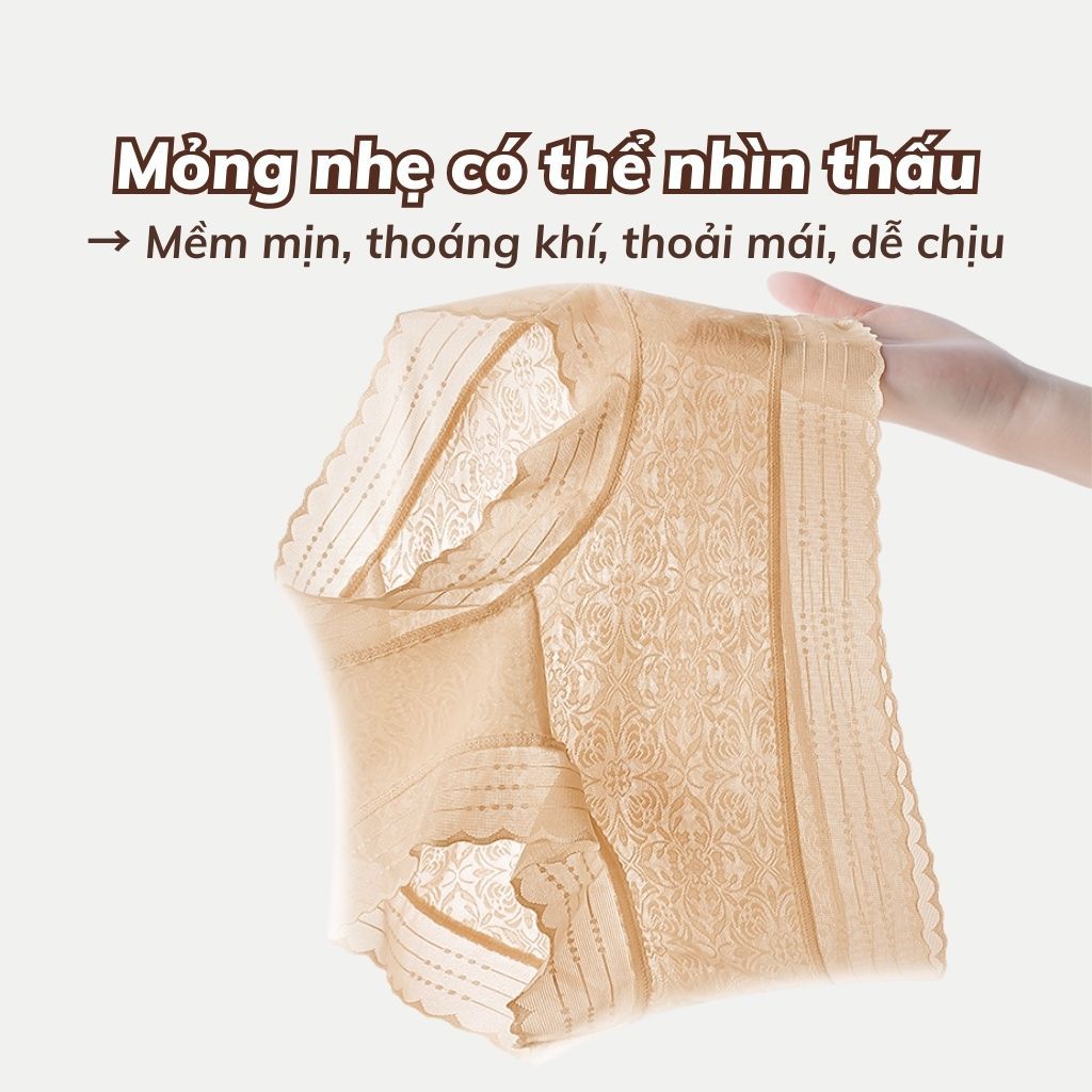 Quần lót su viền lụa nữ sang trọng gợi cảm đáy lót cotton kháng khuẩn cạp vừa tôn dáng LANIXA L5620