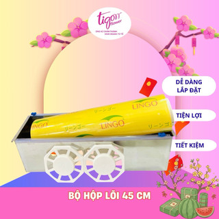 BỘ HỘP LÕI 45 gồm HỘP INOX (48,5x15x15cm) và MÀNG BỌC THỰC PHẨM Lingo 46,5cmx500m