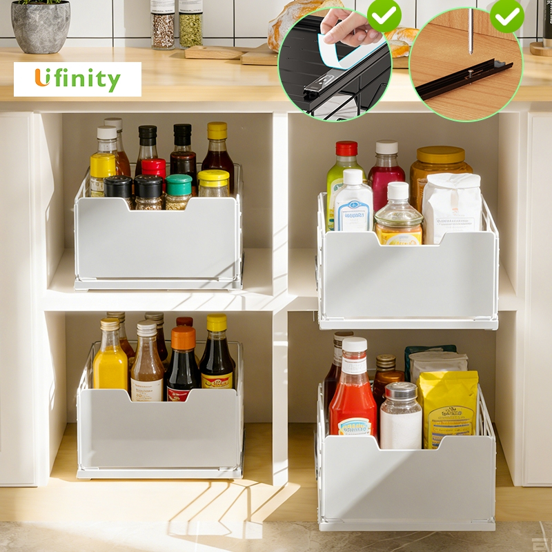 Lifinity Kệ Kéo Trượt Đa Năng Cho Tủ Bếp, Đựng Đồ Gia Vị & Nhà Bếp, Dễ Dàng Lấy Đồ