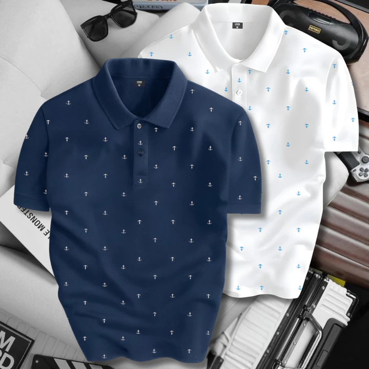 Áo Polo Nam In Họa Tiết POLOMAN CLASSIC – Form Regular Fit, Vải Cá Sấu Mềm Mịn, Cổ Bẻ Ngắn Tay - MỎ NEO