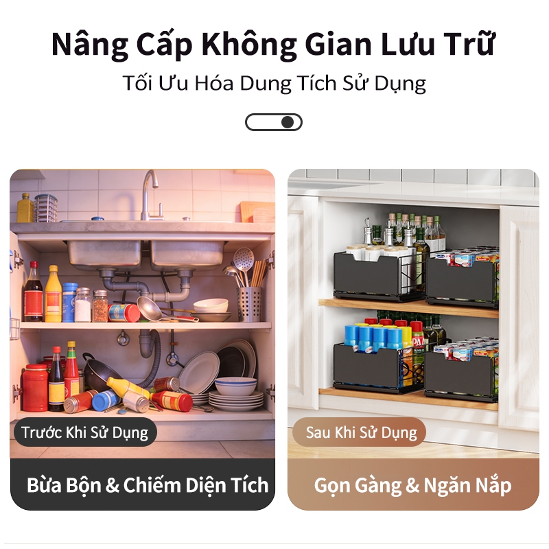 Lifinity Kệ Kéo Trượt Đa Năng Cho Tủ Bếp, Đựng Đồ Gia Vị & Nhà Bếp, Dễ Dàng Lấy Đồ