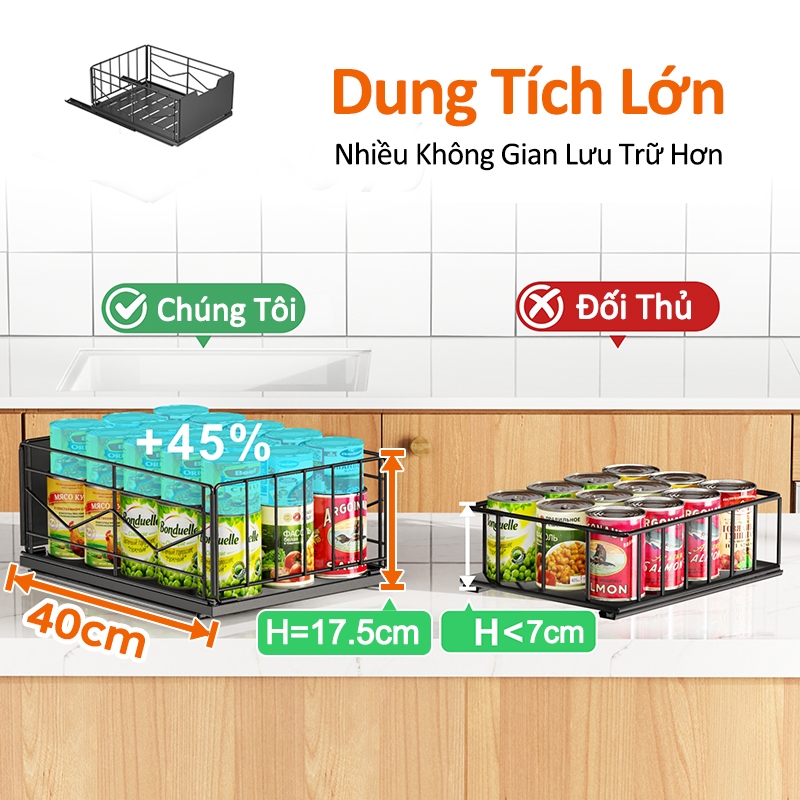 Lifinity Kệ Kéo Trượt Đa Năng Cho Tủ Bếp, Đựng Đồ Gia Vị & Nhà Bếp, Dễ Dàng Lấy Đồ