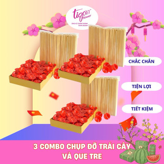 3 COMBO gồm 3 bịch CHỤP NHỰA + 3 bịch QUE TRE gắn trái cây - Chắc chắn, tiện lợi và dễ sử dụng (màu ngẫu nhiên)