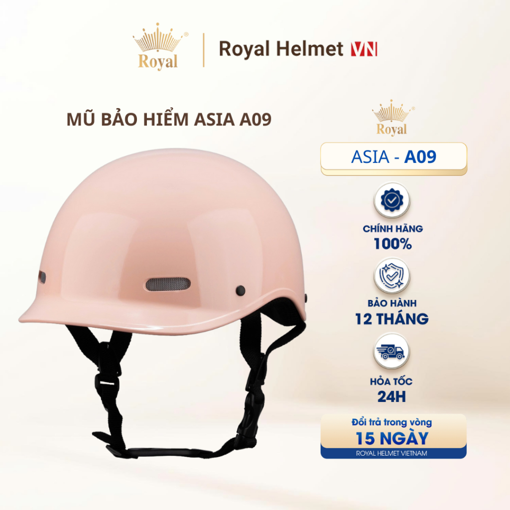 Mũ Bảo Hiểm 1/2 Đầu A09 Thời Trang Cho Nam Và Nữ Bán Chạy Chính Hãng | Royal Helmet VN - NSX