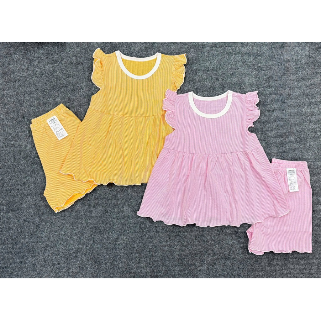 Bộ cộc tay hoatatau lên từ vải dư tay cánh tiên dáng babydoll điệu đà cho bé gái