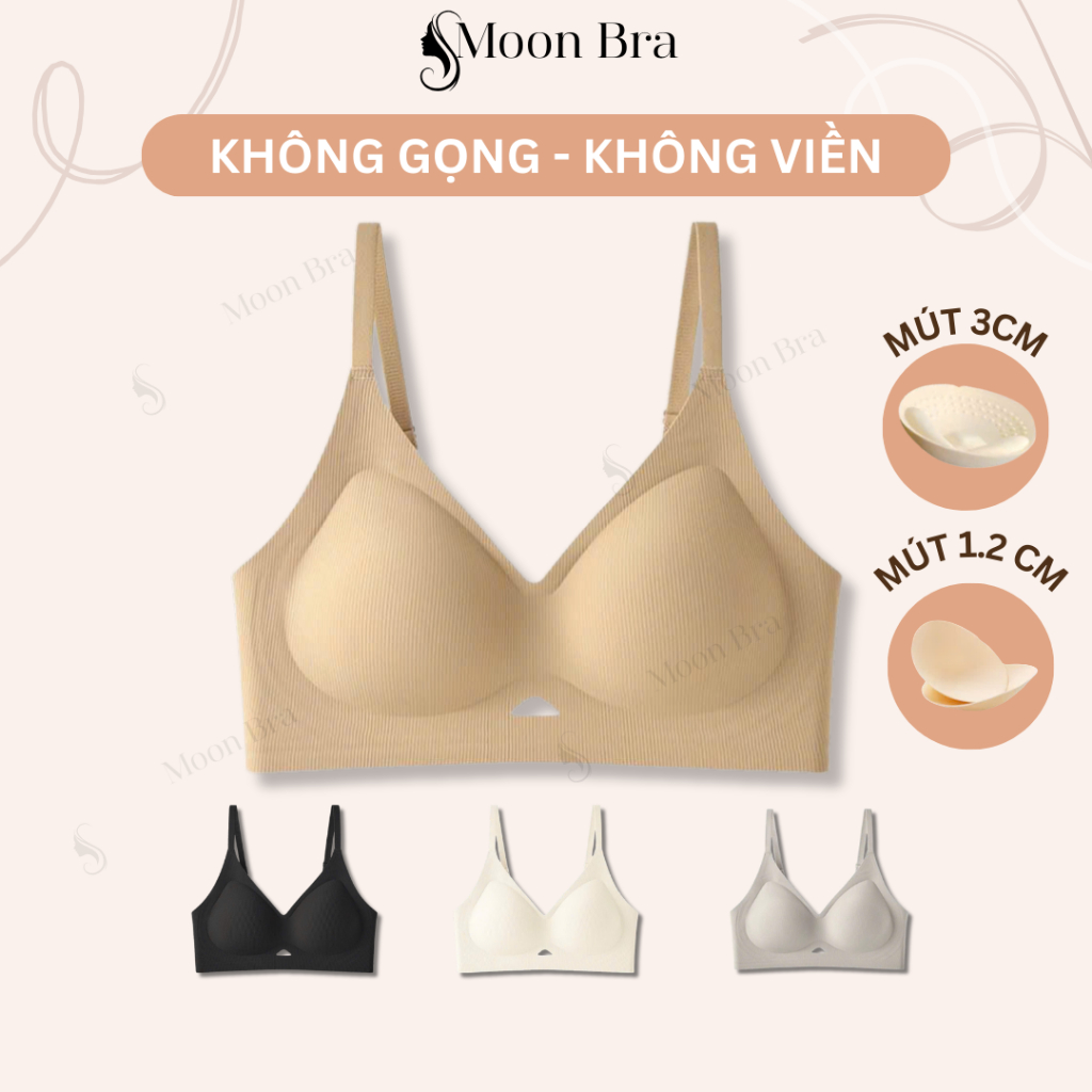[A168] [MÚT 1.2 & 3CM ] Áo Lót Nữ Nâng Vòng 1 Không Gọng Không Viền Áo Bra Không Gọng Có Mút Đệm Tròn Gom Quả
