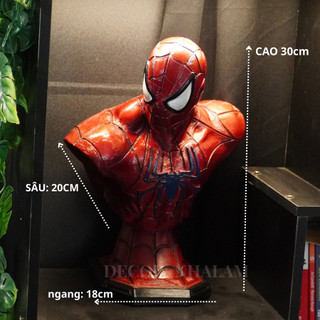 Tượng Bán Thân Spider-Man 30cm | Sơn Metallic Cao Cấp | Resin | Decor Phòng Game – Phòng Khách