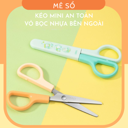 Kéo Mini Có Nắp Đậy, Kéo Cắt Giấy Thủ Công Cho Bé, Kéo Deli An Toàn Cho Bé Có Bọc Nhựa Bên Ngoài