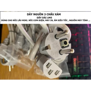 Dây nguồn 1m5 dùng cho nồi cơm điện, ấm siêu tốc, máy in, máy tính, nồi lẩu mini 3 chấu đa năng