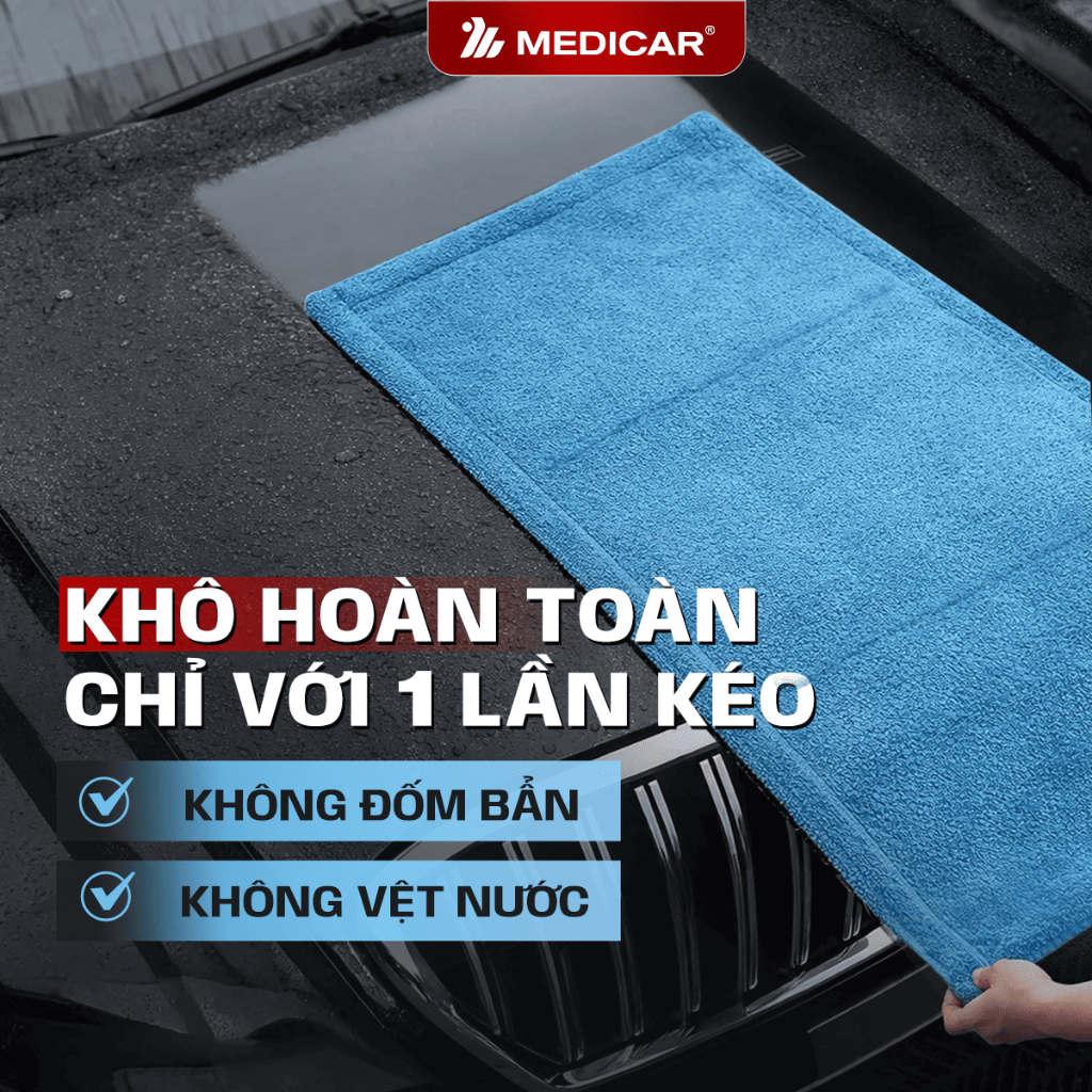 [MICROFIBER] Khăn Lau Xe Ô Tô Cao Cấp Microfiber 1200GSM Medicar – Dày, Mềm, Thấm Hút Mạnh - Kích Thước 60 × 90cm | BigBuy360 - bigbuy360.vn