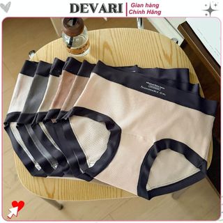 Quần lót cotton gân tăm sang trọng họa tiết in chữ cá tính cạp cao tôn dáng co giãn tốt DEVARI L5246