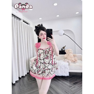 Đồ ngủ 2 dây cột hoa thiết kế viền bèo xinh xắn (DB53)