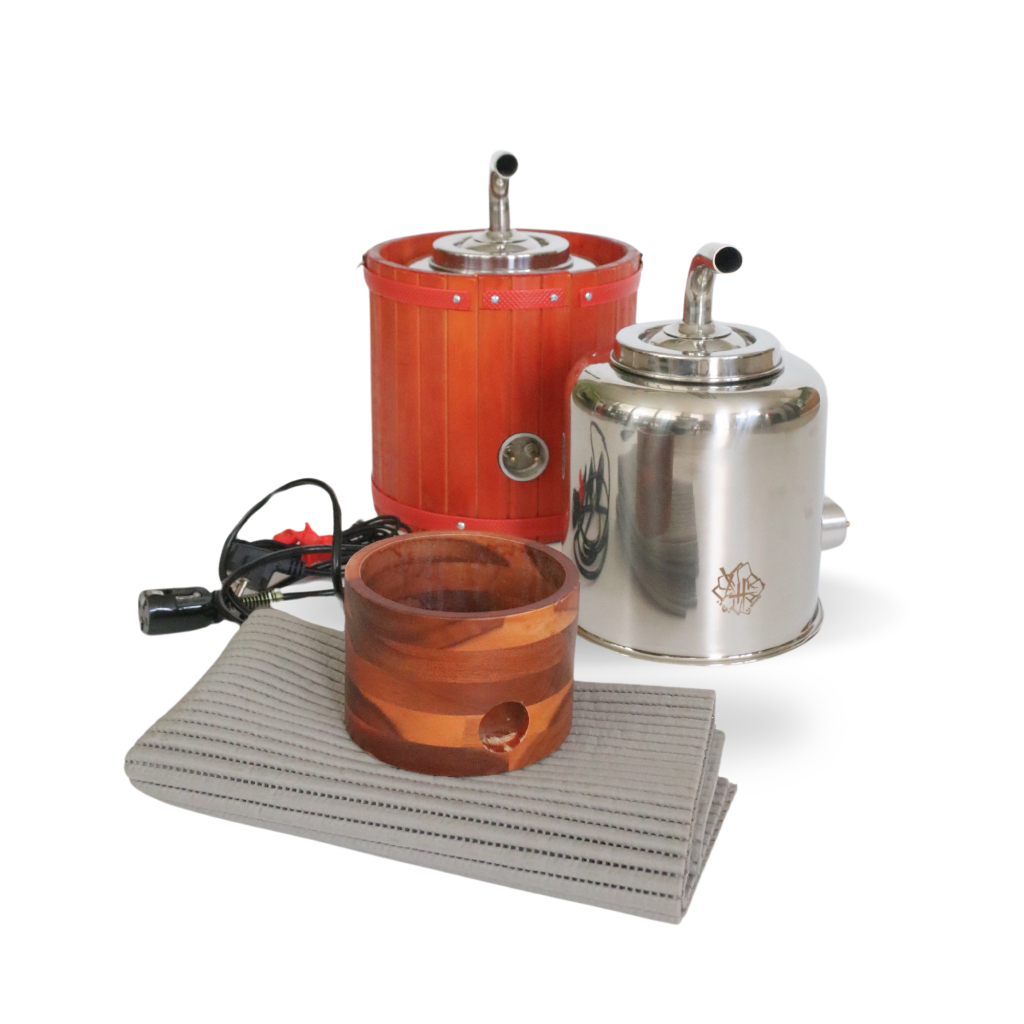 Nồi Xông Hơi XẠ HƯƠNG, nồi Xông Inox bọc gỗ  (6 lít), Bộ Nồi Xông Xạ Hương