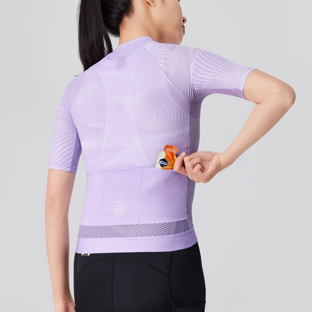 FSS019B - Áo Đạp Xe UKE Nữ Light Purple – Dòng Cao Cấp, Chất Vải Ý Co Giãn 4D, Thoáng Khí & Nhanh Khô