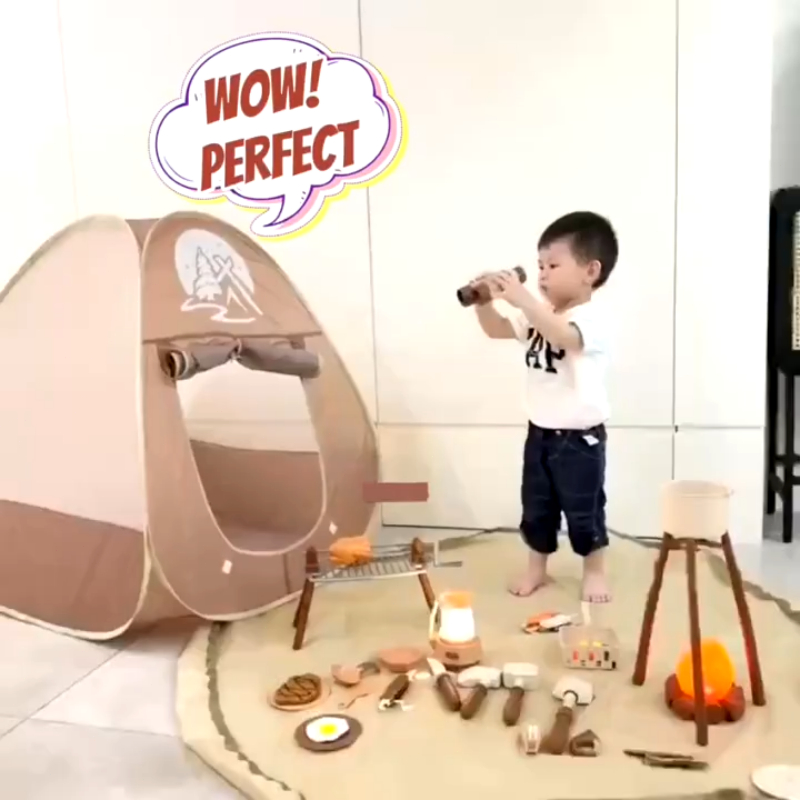 34PCS trẻ em cắm trại đồ chơi thiết lập với lều ngoài trời đồ chơi cắm trại công cụ thiết lập cho trẻ em giả vờ đồ chơi