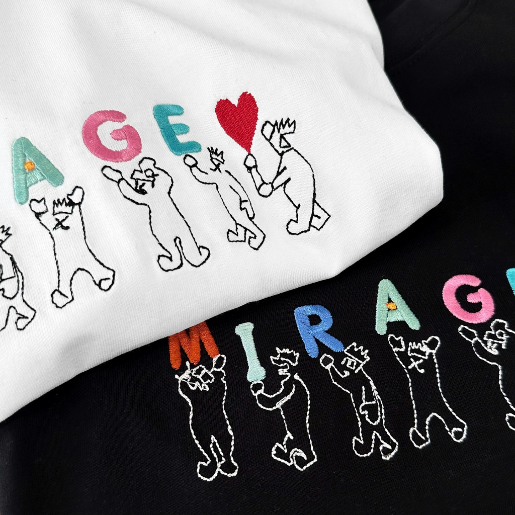Áo Thun Mirage Thêu Chữ Màu Nghệ Thuật Chất 100% Cotton Mềm Mịn Thoáng Mát.