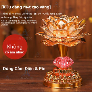 Đèn Cúng Hoa Sen Cao Cấp LED Tự Động Nhiều Màu Pin & Cắm Điện - Trang Trí Phòng Cúng Phong Thủy