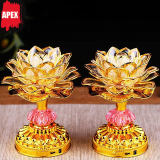 Đèn Cúng Hoa Sen LED Nhiều Màu Tự Động Nhựa Cao Cấp Hỗ Trợ Pin & Cắm Điện
