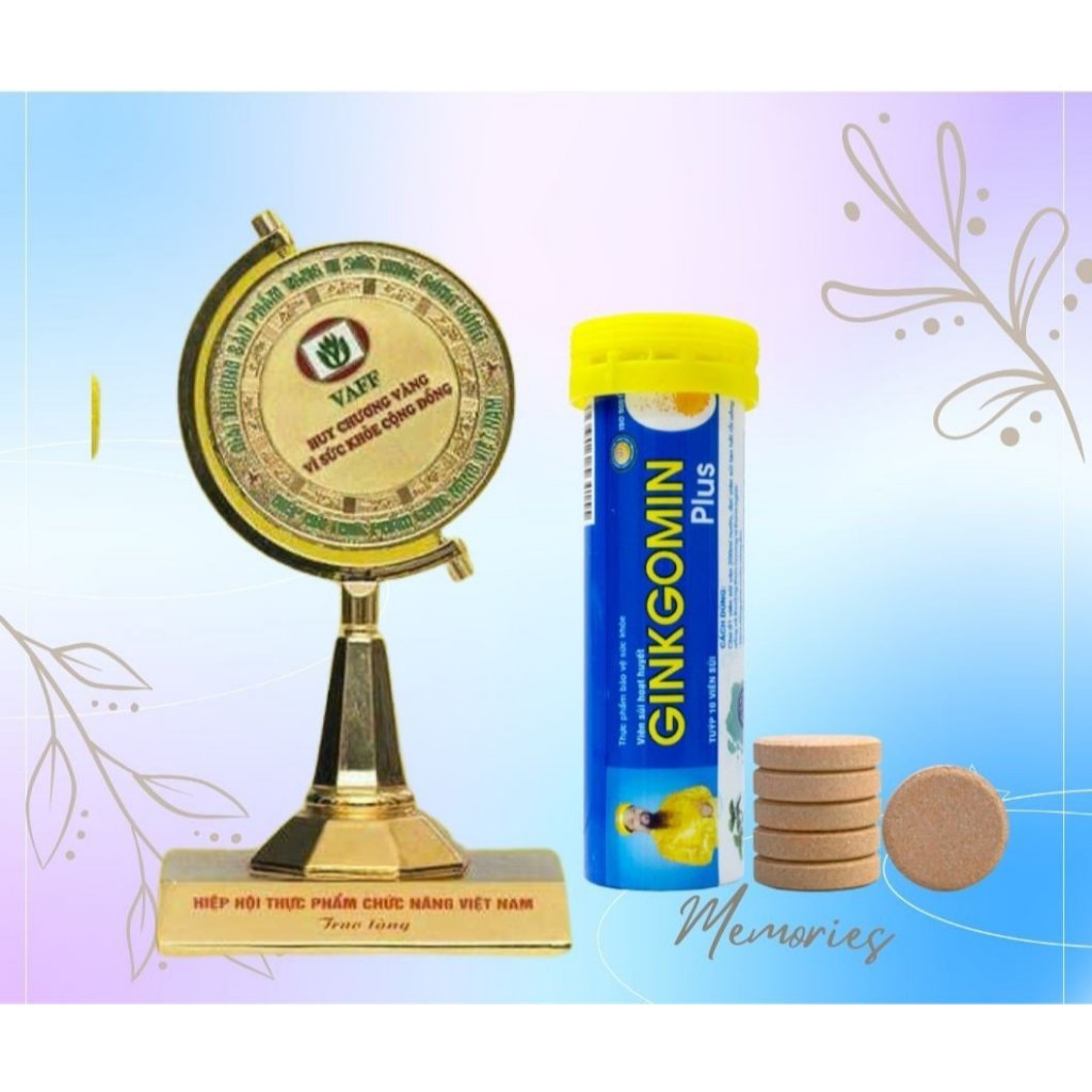 Viên Sủi hoạt huyết Ginkgomin Plus Viên Sủi Bổ Não Hỗ Trợ Hoạt Huyết Lưu Thông Máu G06, G07