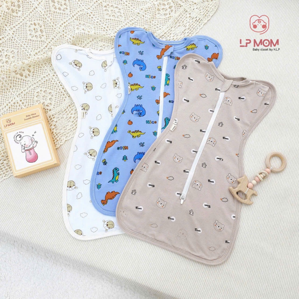 Nhộng chũn cho bé sơ sinh kín tay dáng quả lê, có khóa kèm hộp xịn xò, pettit qc co giãn 4 chiều thoải mái, ngủ ngon