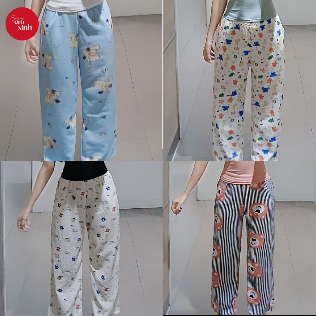 Quần Dài Nữ Bigsize Họa Tiết Dễ Thương Freesize 50–90kg Form Rộng Thoải Mái – BS011 Em Xinh Bigsize
