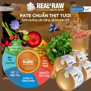 [4 LON TẶNG MUỖNG NGẪU NHIÊN]Pate thịt tươi Catidea Real and Raw cao cấp cho mèo Lon 170gr