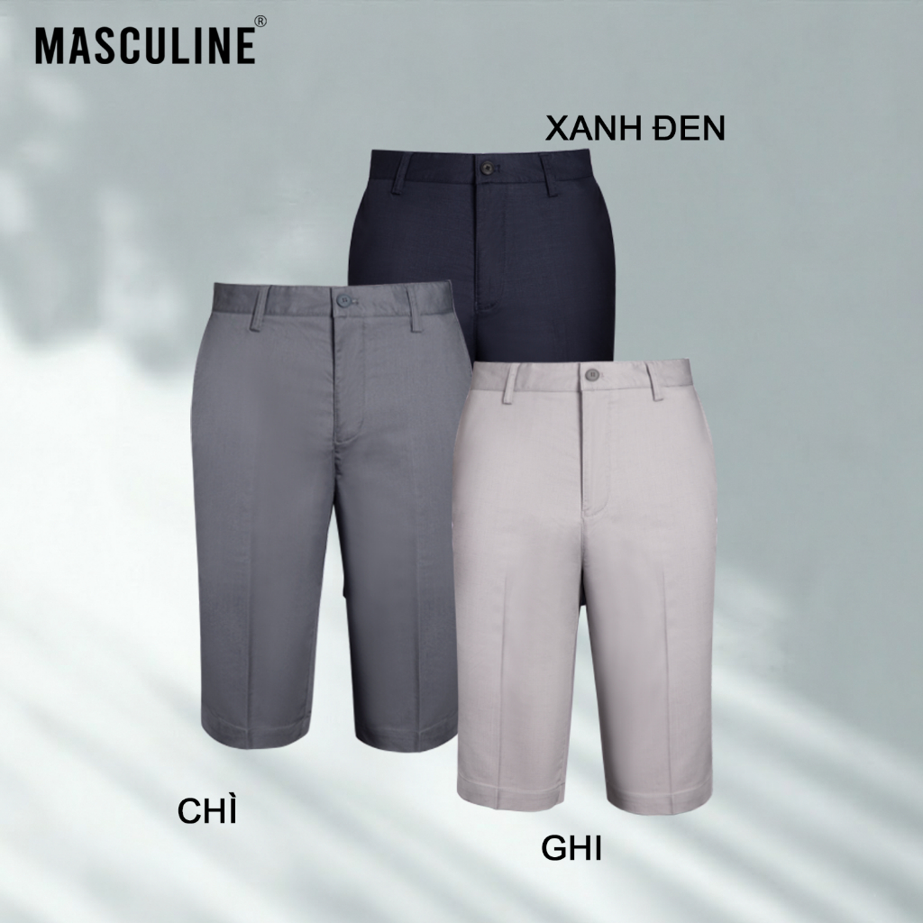 Quần short kaki nam MASCULINE MSK600 chất liệu cotton rayon spandex co giãn nhẹ, form regular fit