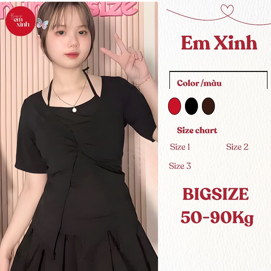 Áo Kiểu Nữ Phối Yếm – Thun Tăm Lạnh, Tôn Dáng Che Khuyết Điểm 50–90kg BS071- Em Xinh Bigsize