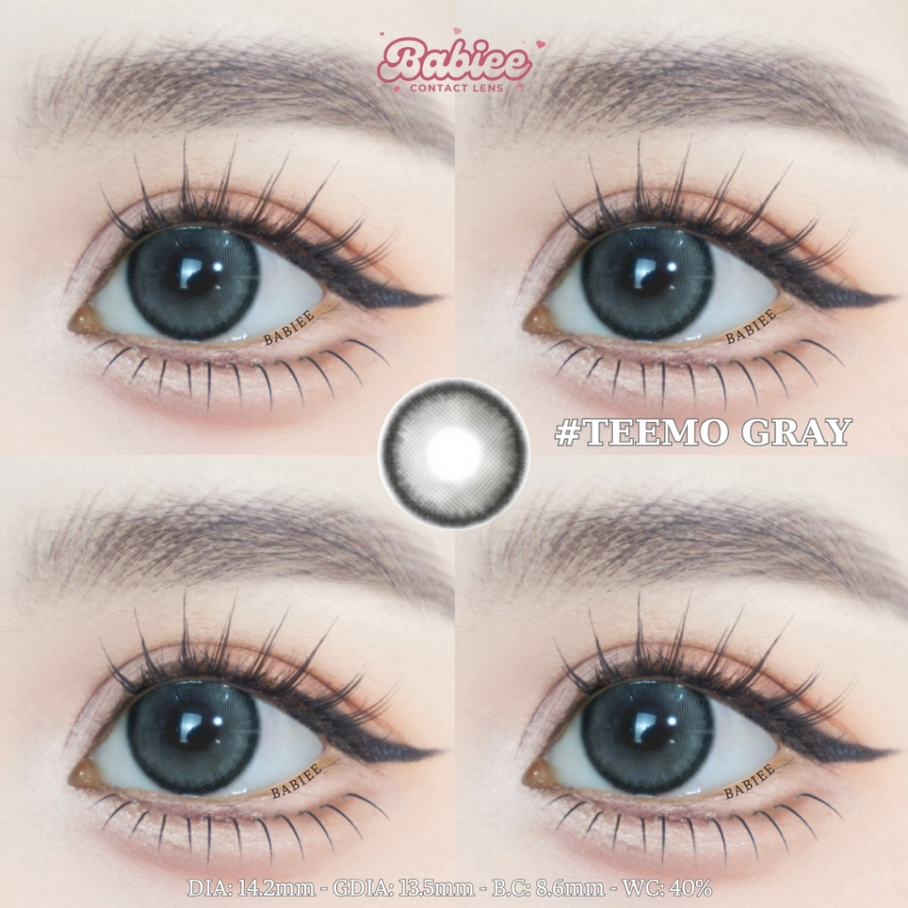 Lens mắt Teemo Gray màu xám rêu có viền tự nhiên, trong trẻo - size to ...