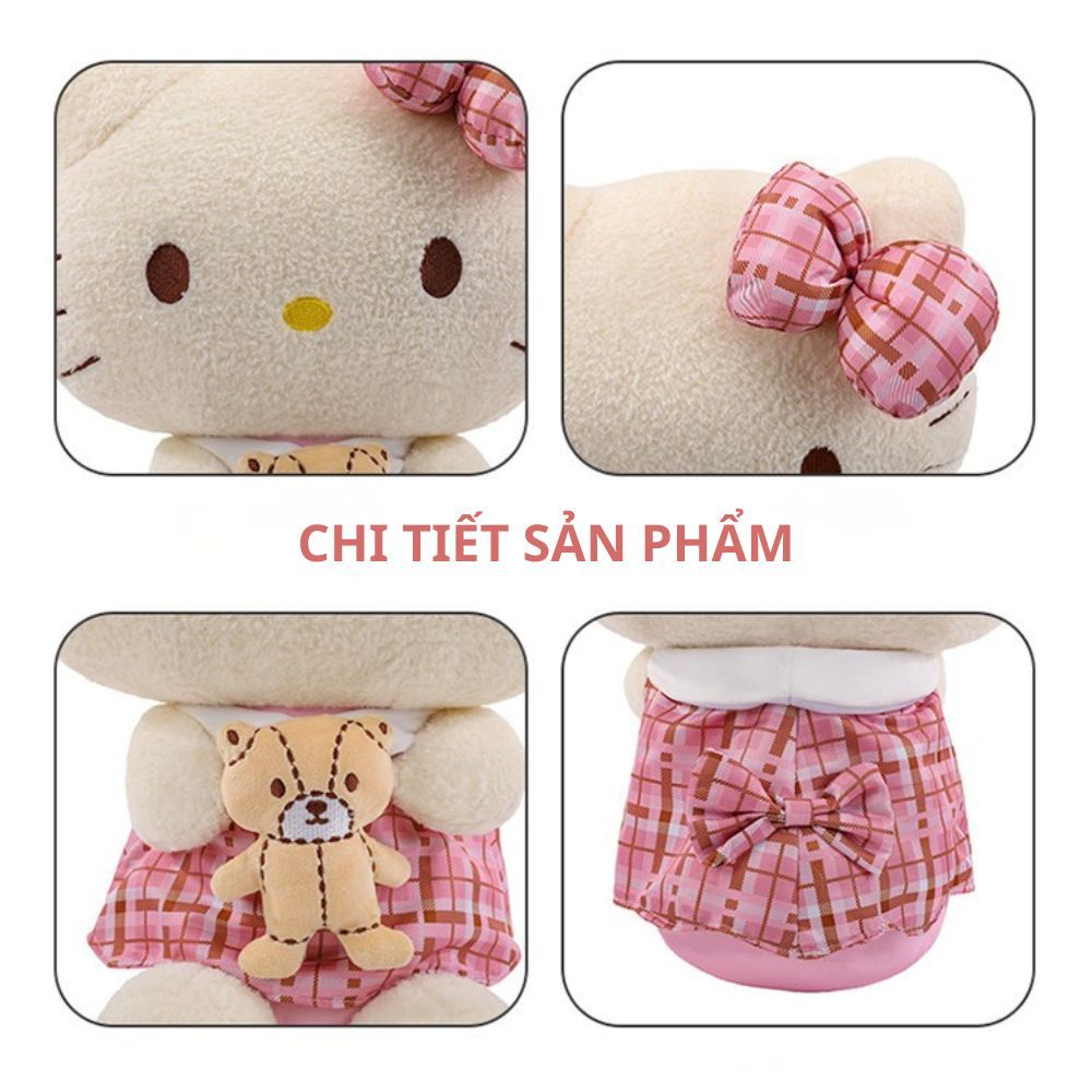Gấu Bông Hello Kitty Ôm Gấu Dễ Thương, Thú Nhồi Bông Helo Kitty Nhật Bản Cao Cấp Quà Tặng Cho Bé,Bạn Gái