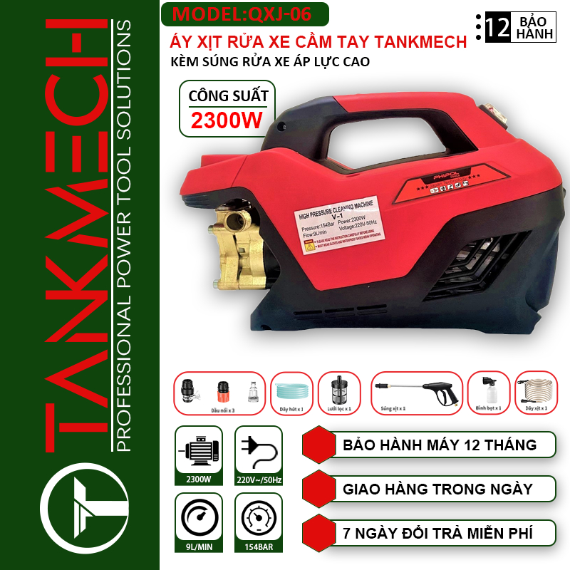 Máy xịt rửa xe cao áp PHIPOL QXJ-06 2300W chống giật chính hãng giá rẻ