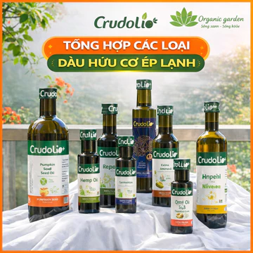 Dầu hạt ép lạnh hữu cơ Crudolio nhập khẩu từ Ý - dầu olive, hạt lanh, hạt cải hướng dương, gai dầu