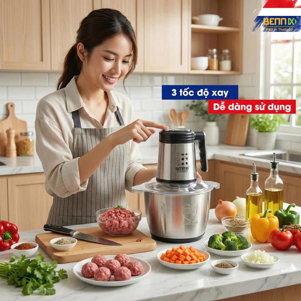 [Hoả Tốc] Máy xay thịt công nghiệp 1200W- 8 Lít BENNIX BN-80MG, Bảo hành 12 tháng