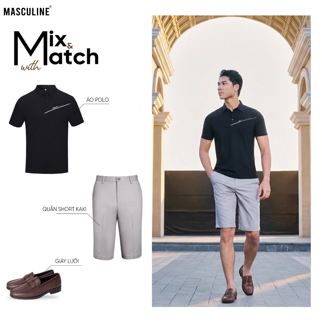 Quần short kaki nam MASCULINE MSK601 Quần đùi phom Regular Fit, vải cotton co giãn thoáng mát