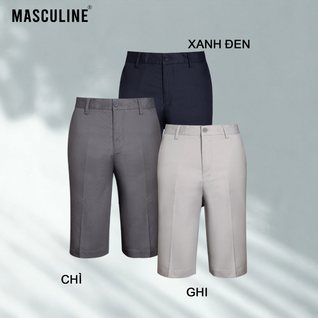Quần short kaki nam MASCULINE MSK601 Quần đùi phom Regular Fit, vải cotton co giãn thoáng mát