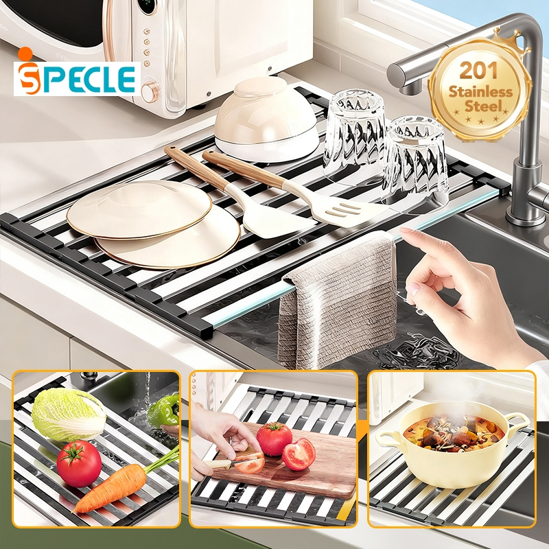 iSPECLE Kệ Để Đồ Rửa Chén Inox 304 - Gác Lên Bồn Rửa Tiết Kiệm Diện Tích, Chống Gỉ Tốt