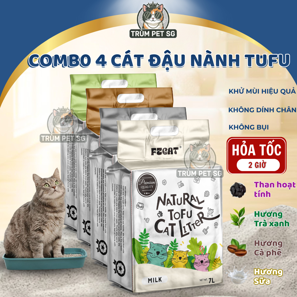 [COMBO 4 TÚI] Cát Đậu Nành Cho Mèo Natural ToFu Catsme 7L,Cát Vệ Sinh Cho Mèo Độ Vón Cao, Không Bụi, Khử Mùi, Lành Tính