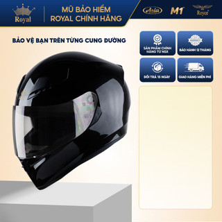 Mũ bảo hiểm fullface Royal M138b đen bóng 1 kính che mặt, size M L XL, Nam Nữ đi xe máy, Chính Hãng