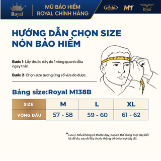 Mũ bảo hiểm fullface Royal M138b đen bóng 1 kính che mặt, size M L XL, Nam Nữ đi xe máy, Chính Hãng