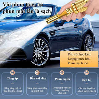 Bộ Vòi Xịt Tăng Áp Tưới Cây Rửa Xe 5M Đa Năng - Dây Mềm Chịu Lực, Vệ Sinh Nhà Cửa, Tắm Thú Cưng
