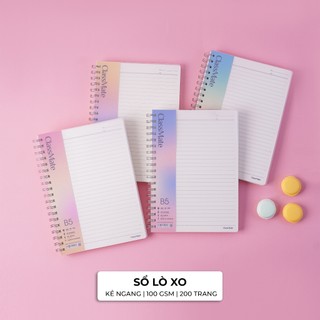 Sổ Lò Xo Basic 100GSM 200Trang Size A5/B5, Sổ Tay Kẻ Ngang Caro Dotgrid Bìa Nhựa Trong Dùng Ghi Chép Takenotes Journal