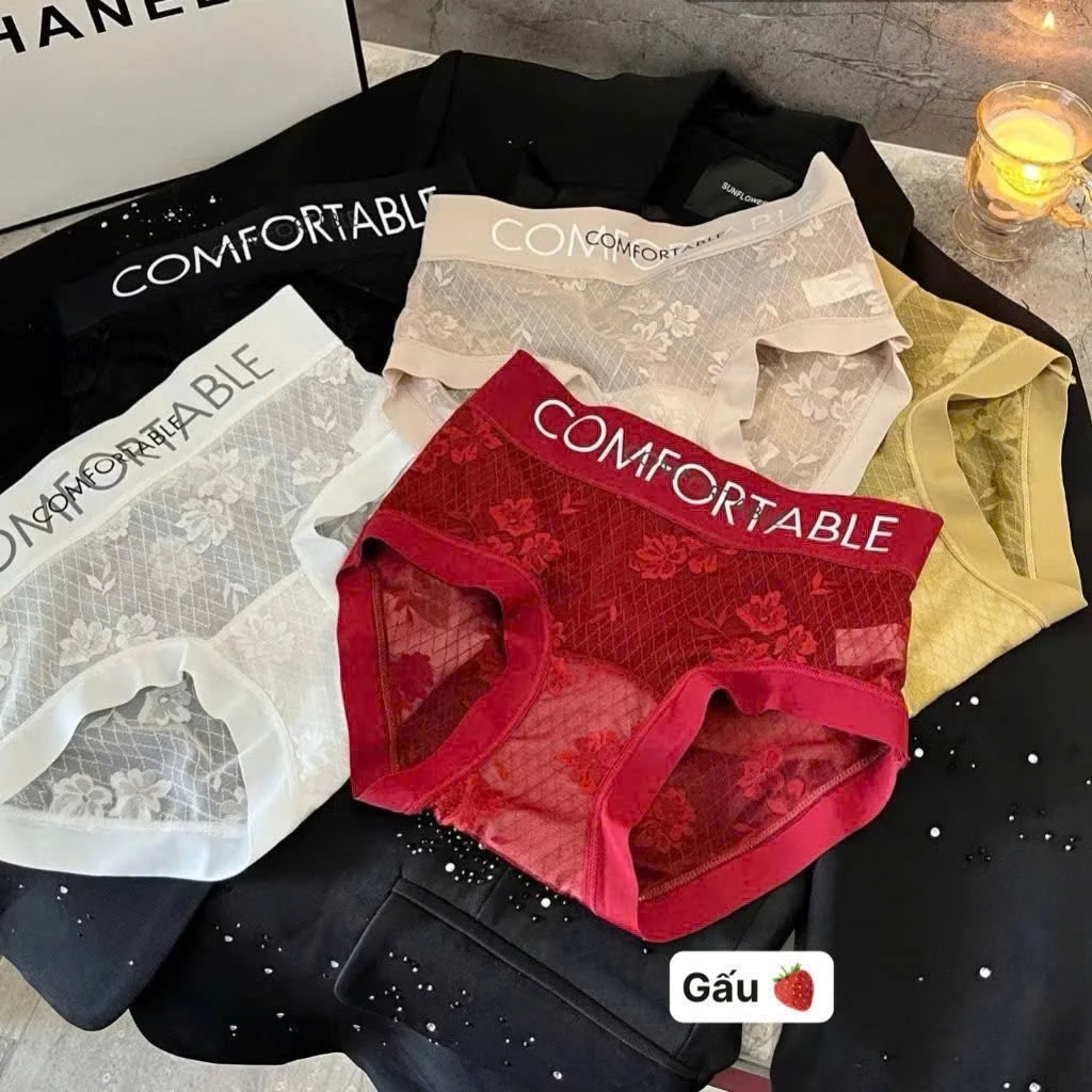 [Peinn] Combo 10 Quần Lót Cạp Cao, Ren Lụa Hoa Comfortable