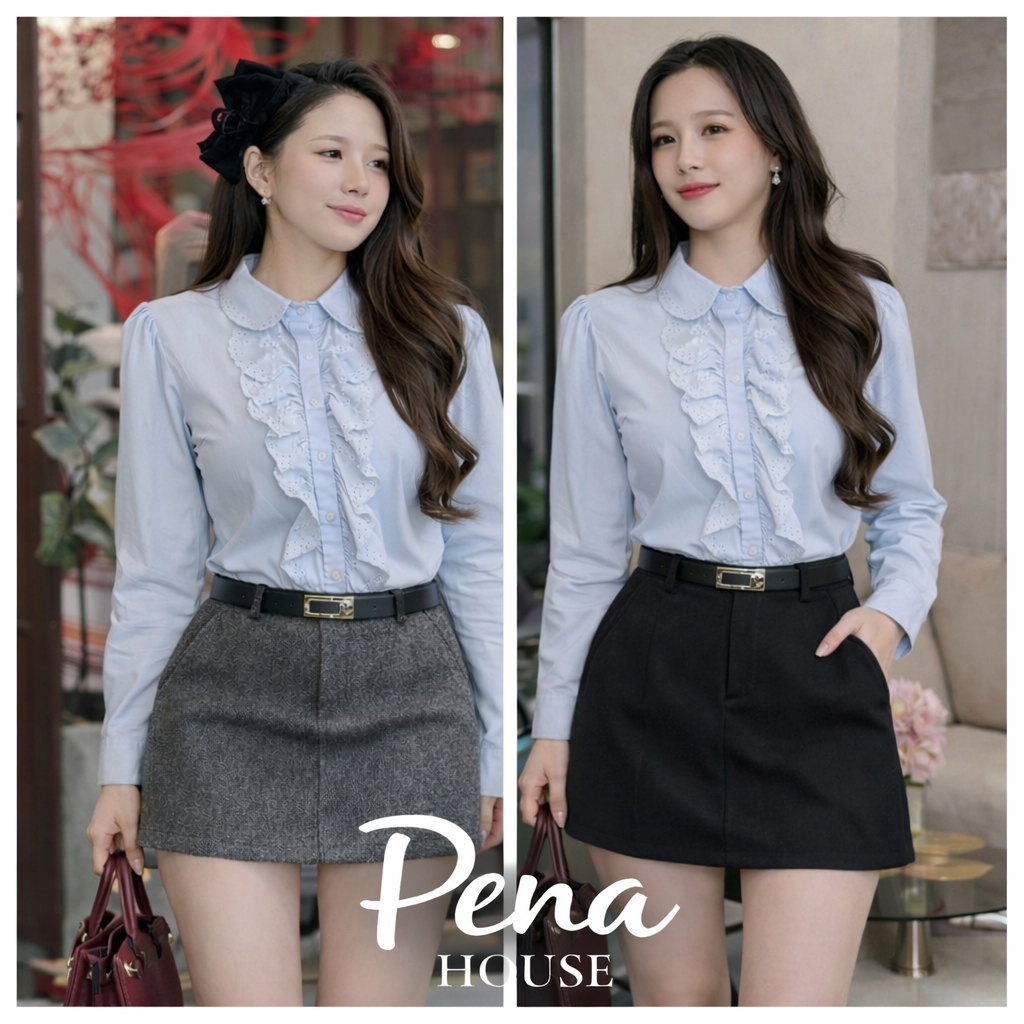 Quần váy dạ dáng A ngắn dạ ép form cạp lưng cao đẹp tôn dáng mùa thu đông - Pena House