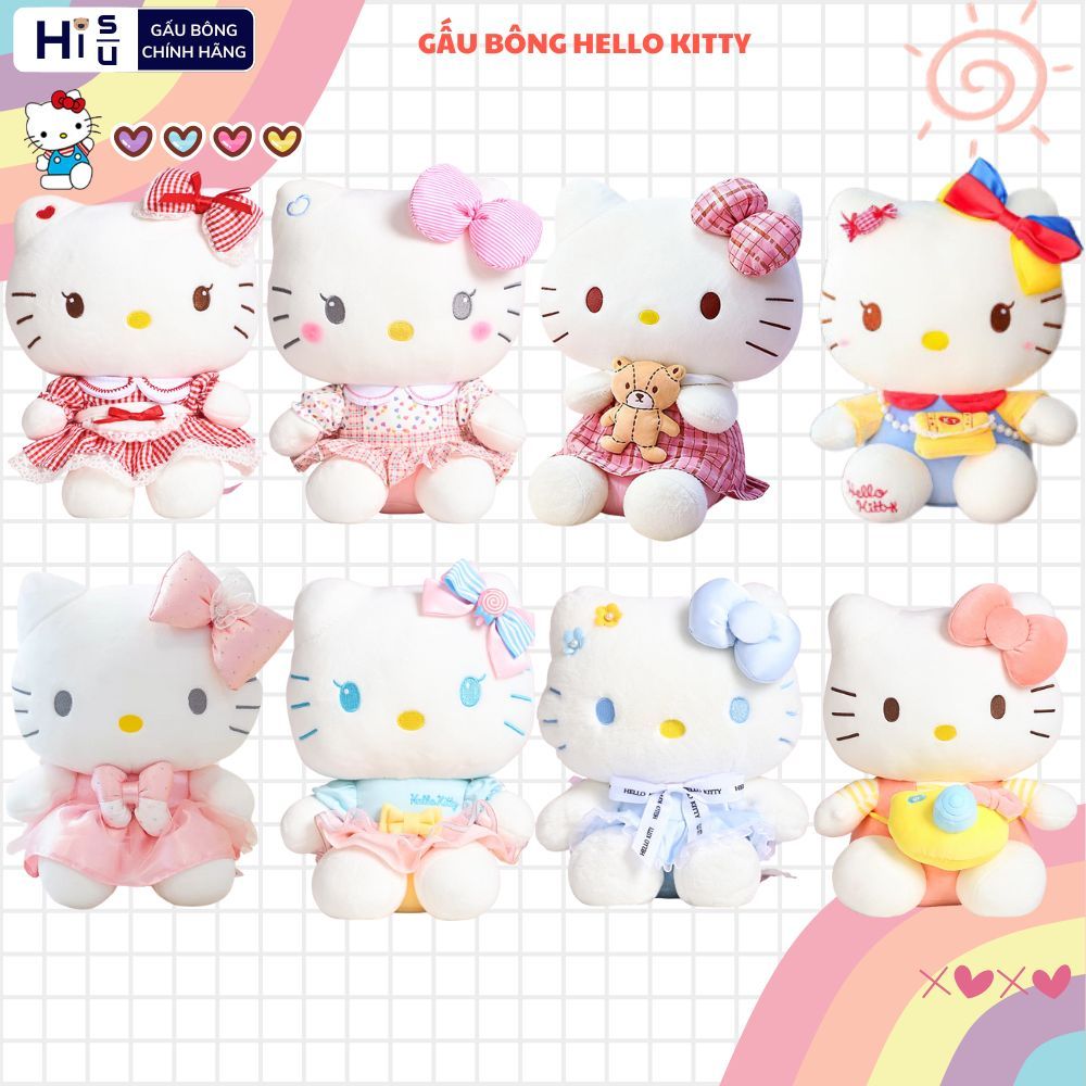 Gấu Bông Hello Kitty Nhiều Mẫu Cao Cấp Dễ Thương, Thú Nhồi Bông Hello Kitty Xinh Xắn Quà Tặng Cho Bé,Bạn gái