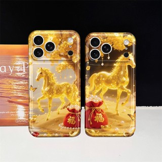 Ốp lưng iphone kim mã tết NGỰA VÀNG ốp Tết Iphone 17 11 12 13 14 15 16 xs xr Pro Max Plus trong suốt bảo vệ u229
