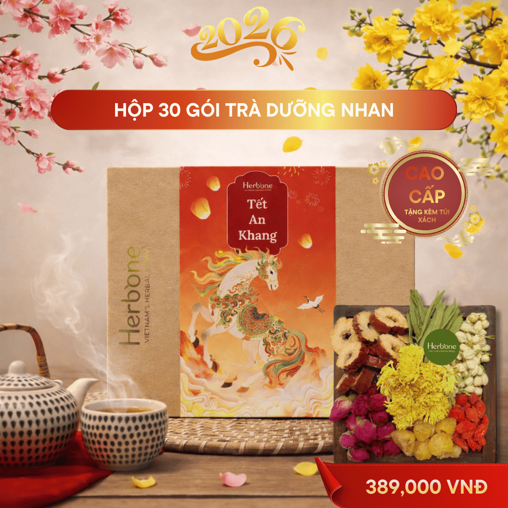 Trà Thảo Mộc Dưỡng Nhan 7 Vị HERBONE Làm Đẹp Da, Chống Lão Hóa, Ngủ Ngon