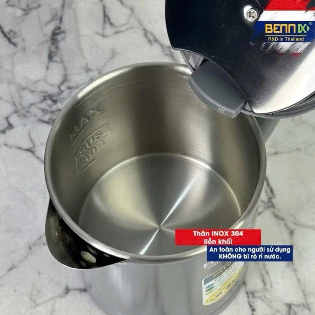 Ấm đun siêu tốc mini 2 lớp BENNIX, inox cao cấp, sôi nhanh (BN-006EK)