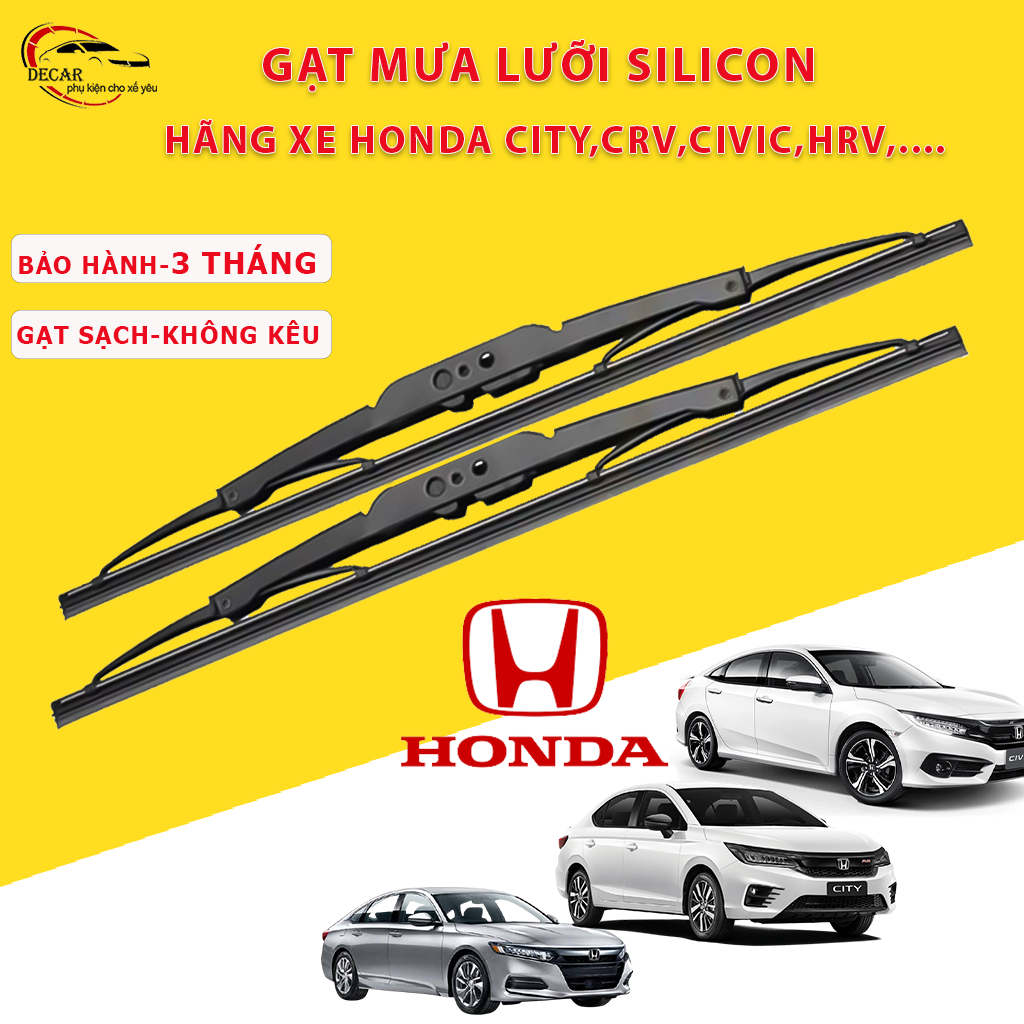 Gạt mưa ô tô Honda CR-V , Honda Civic, Honda City gạt mưa oto xe hơi khung sắt lưỡi silicon cấp không gây tiếng ồn